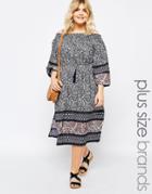 Diya Plus Off The Shoulder Midi Dress With Side Splits - Multi