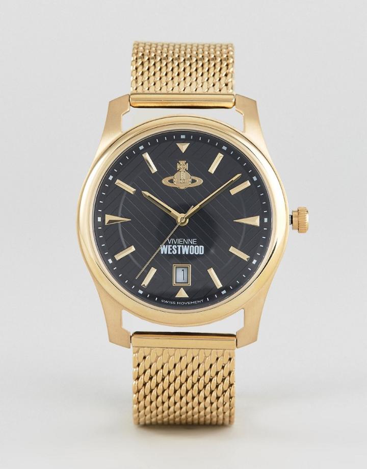 Vivienne Westwood Vv185bkgd Mesh Watch In Gold - Gold