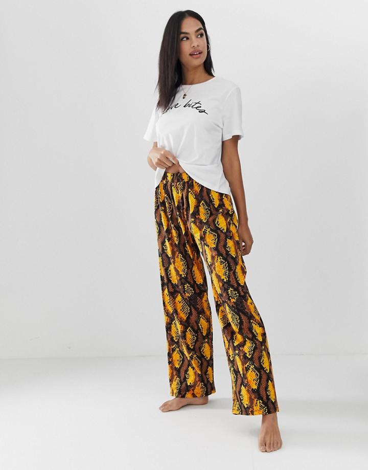 Asos Design Snake 'love Bites' Pyjama Pants Set - Multi