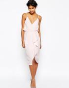 Asos Cami Strap Crop Top Drape Pencil Dress - Nude