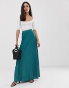 Asos Design Pleated Maxi Skirt In Jersey Crepe - Blue