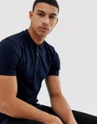 Asos Design Muscle Fit Short Sleeve Jersey Polo - Navy