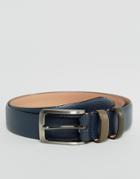 Ted Baker Shrubs Belt In Leather With Contrast Keeper - Navy