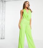 Asyou Cowl Neck Jumpsuit In Lime-green