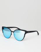 Quay Australia Game On Cat Eye Sunglasses With Mirrored Lens - Black