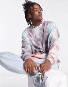 Asos Design Oversized Long Sleeve Rib T-shirt In Tie Dye-multi