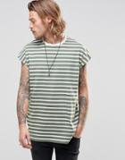 Asos Oversized Sleeveless T-shirt With Stripe In Pastel Green