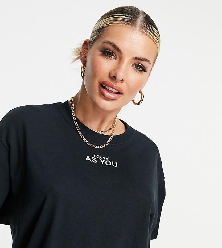 Asyou Branded Oversized T-shirt In Black