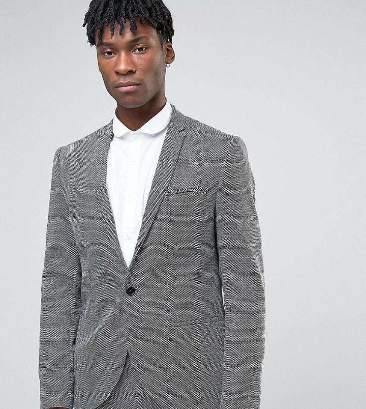 Noak Slim Suit Jacket In Monochrome Texture-black