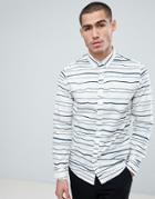 Only & Sons Slim Fit Shirt With Broken Stripe - White