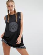 Hoxton Haus Mesh Reflective Logo Dress - Black