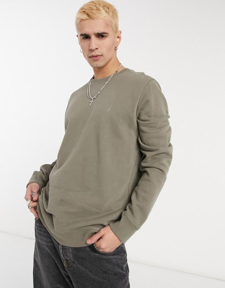 Allsaints Raven Ramskull Logo Sweatshirt In Brown