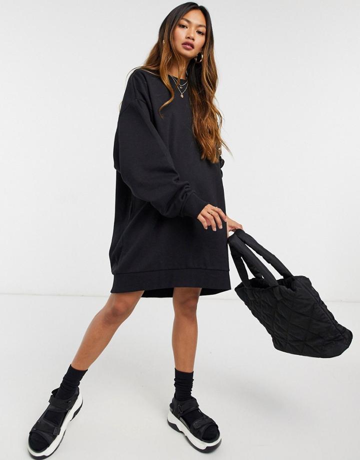 Weekday Liza Mini Sweatshirt Dress In Black