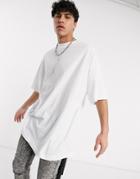 Asos Design Extreme Oversized Super Long Line Viscose T-shirt In White
