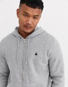 Asos Design Zip Up Hoodie In Gray Marl With Triangle