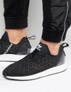 Adidas Originals Asymmetrical Zx Flux Primeknit Sneakers In Black - Black