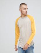 Asos Relaxed Fit Long Sleeve Raglan T-shirt With Cuffs - Multi