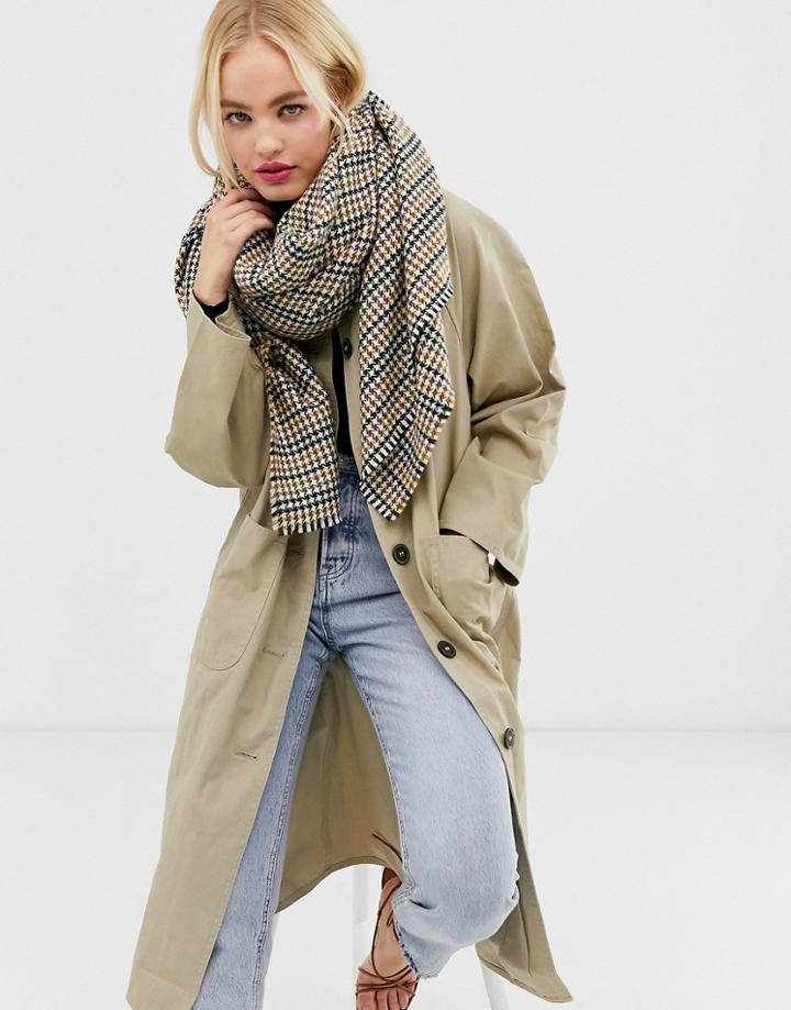 Asos Design Oversized Square Tweed Scarf-brown