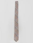 Asos Design Slim Checked Tie - Brown