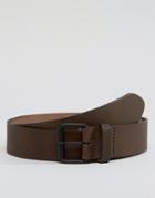 Asos Brown Leather Jeans Belt With Black Coated Buckle - Brown