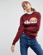 Ellesse Oversized Crew Neck Sweatshirt With Front Logo - Red