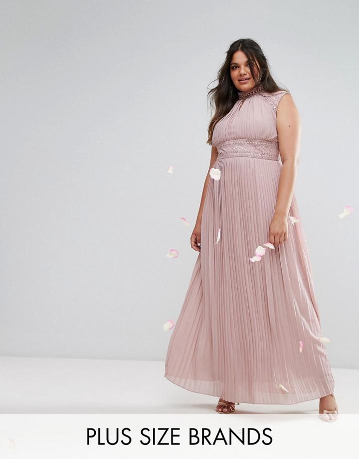 Tfnc Wedding Plus High Neck Lace Detail Maxi Dress - Purple