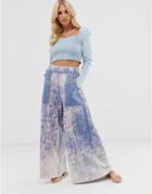 Aratta Wide Leg Pants In Acid Wash - Blue