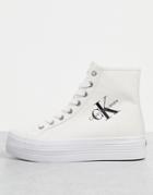 Calvin Klein Jeans High Top Flatform Sneakers In White