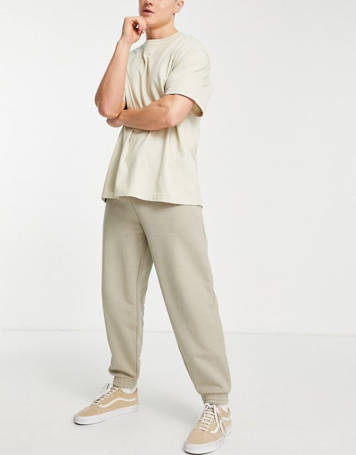 New Look Oversized Sweatpants In Stone-neutral