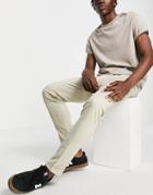 Jack & Jones Intelligence Slim Fit Stretch Pants With Pleats In Beige With Organic Cotton-neutral