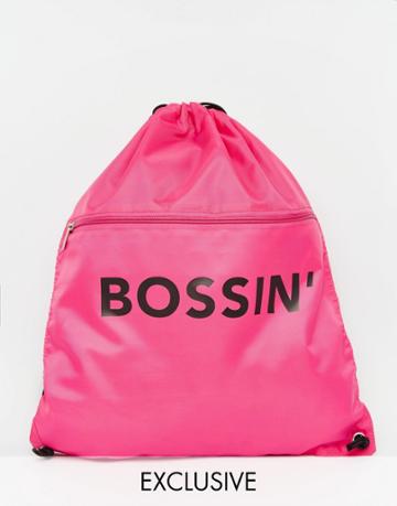 Adolescent Clothing Bossin' Drawstring Backpack - Pink