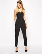 Asos Pleated Origami Jumpsuit - Black