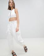 Weekday Limited Edition Volume Cargo Pants With Paperbag Waist - White