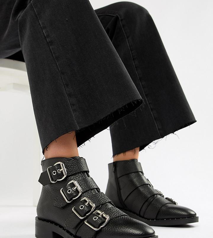 Asos Design Avid Leather Studded Ankle Boots - Black