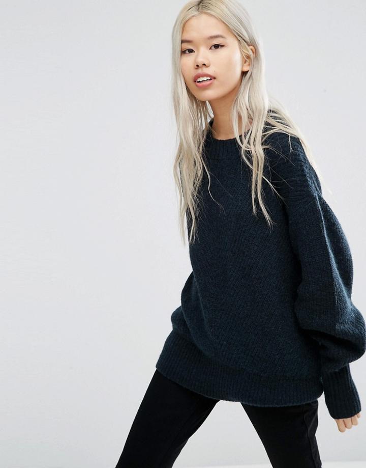 Weekday Retro Knit Sweater - Navy
