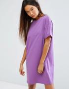 Asos Ultimate T-shirt Dress With Rolled Sleeves - Purple