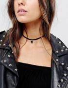 Asos Mood Stone Cord Necklace - Black