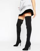 Asos Kamber Stretch Over The Knee Boots - Black