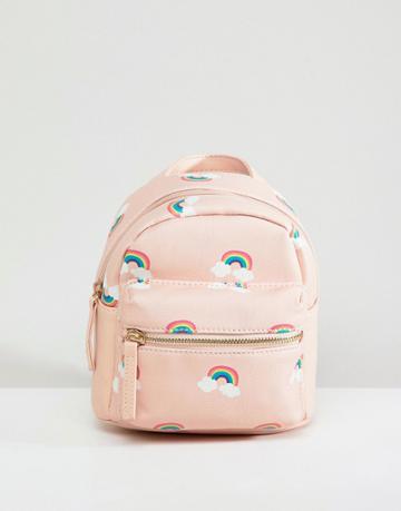 Oh My Gosh Accessories Rainbow Printed Backpack - Pink