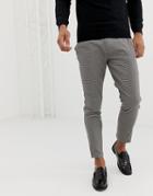 Pull & Bear Slim Tailored Pants In Houndstooth - Tan