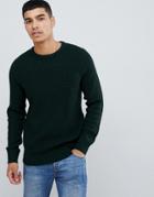 New Look Textured Knit Sweater In Dark Green - Green