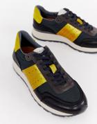 Selected Homme Premium Leather Panel Contrast Sneaker - Gray