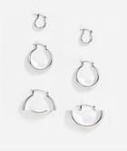 Asos Design Pack Of 3 Hoop Earrings In Curve Design In Silver Tone