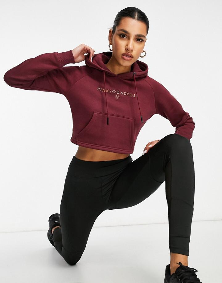 Pink Soda Sport Ruby Cropped Hoodie In Burgundy-black