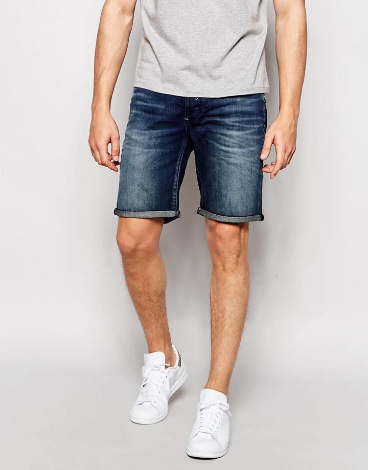 Selected Homme Mid Wash Denim Shorts - Blue