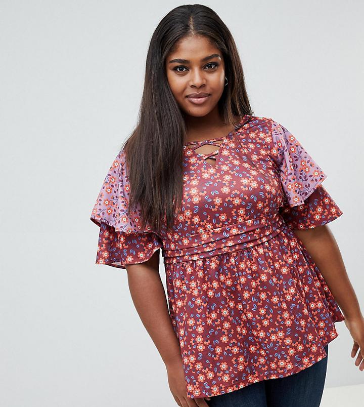 Junarose Floral Tiered Sleeve Smock Top - Multi