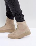 Asos High Top Sneakers In Stone With Chunky Shark Sole - Stone