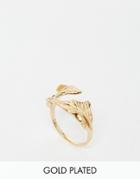 Asos Gold Plated Sterling Silver Open Leaf Ring - Gold