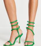 Topshop Wide Fit Relay Ankle Wrap Sandal In Green