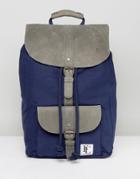 Forbes & Lewis Leather Lincoln Backpack In Navy - Gray